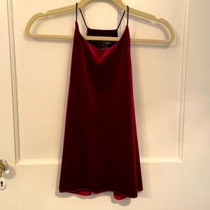 AQUA BLOOMINGDALES VELVET DEEP RED RACERBACK CAMI